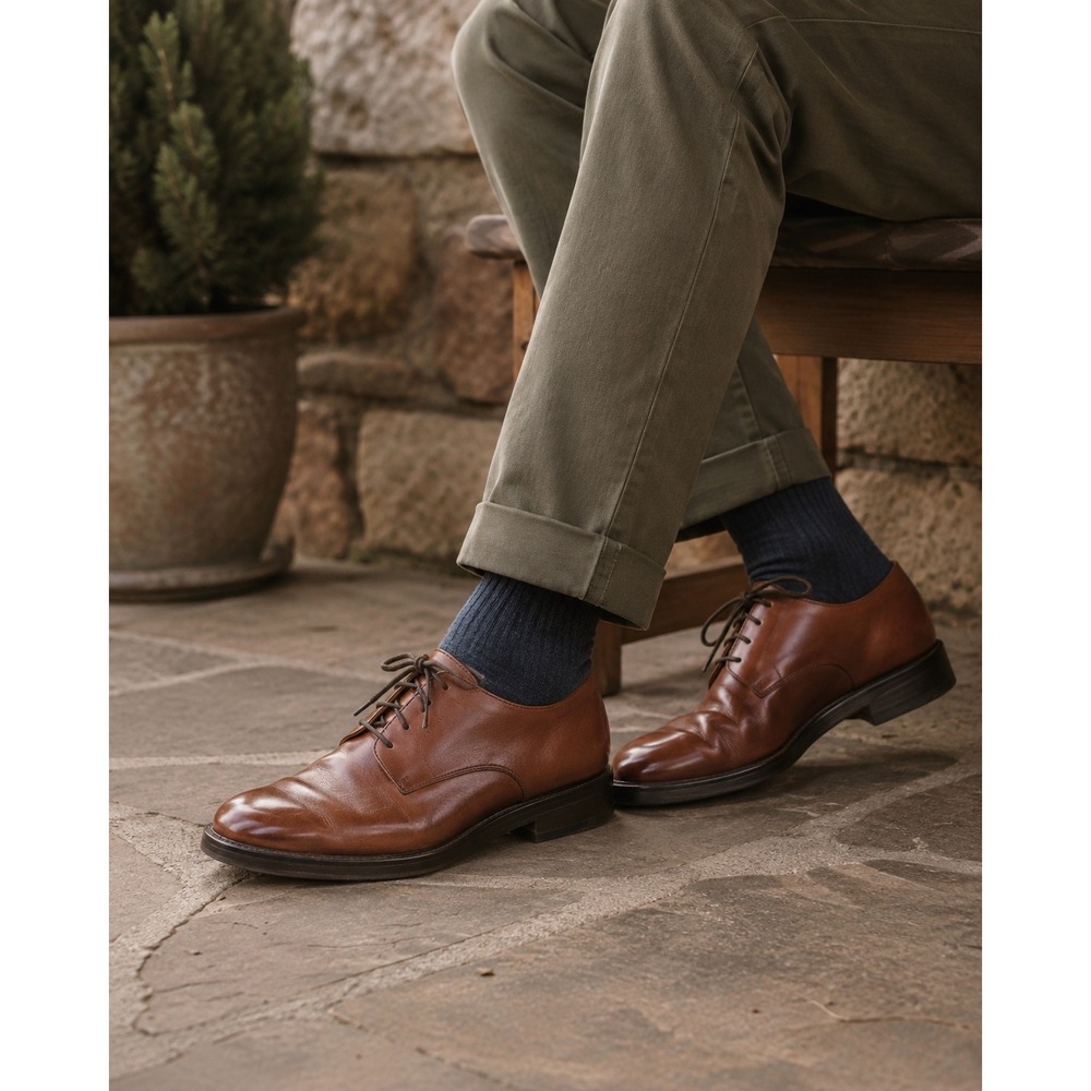 Lands End Mens Brown Leather Lace Up Oxford Dress Shoes Size 10D Classic Capsule
